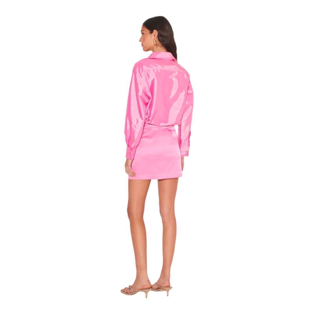 New! Hansen & Gretel Pink Satin Silk Tamara Mini Skirt, XS - Picture 3 of 9